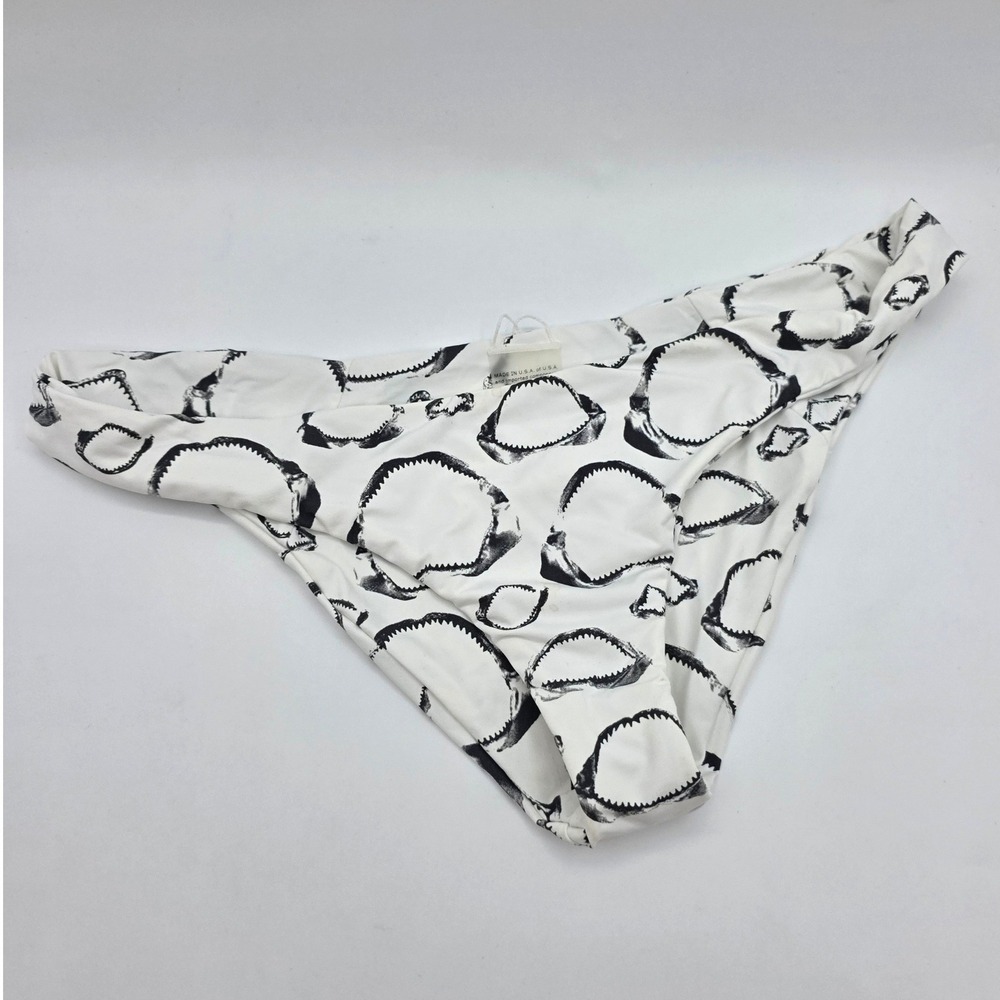 Boys + Arrows Shark Bite Bikini Bottoms White Black Jaw Print Womens S